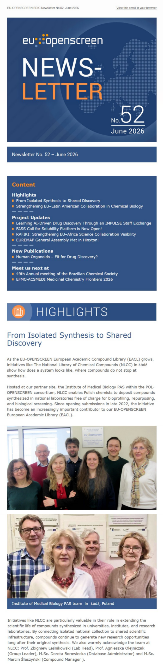 KBZCh w 52. Newsletterze EU-OPENSCREEN